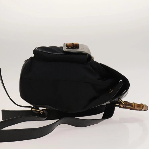 GUCCI Bamboo Backpack Leather Black Auth - Picture 3 of 16